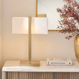 Endon Seattle Table Brushed aged brass plate & ivory cotton mix