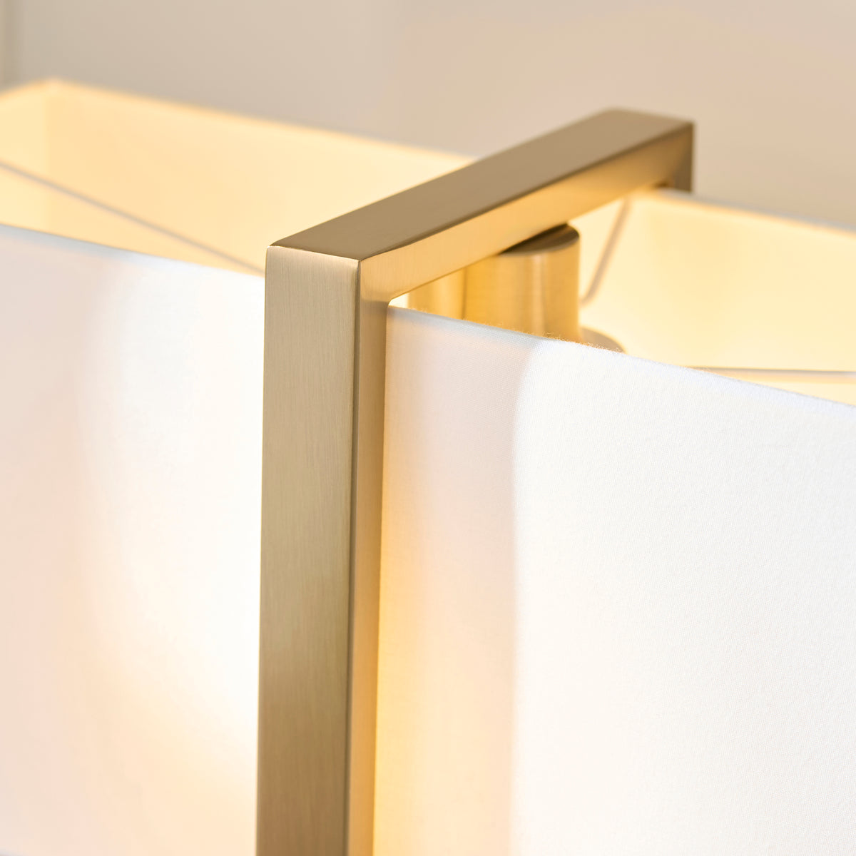 Endon Seattle Table Brushed aged brass plate & ivory cotton mix