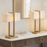 Endon Seattle Table Brushed aged brass plate & ivory cotton mix
