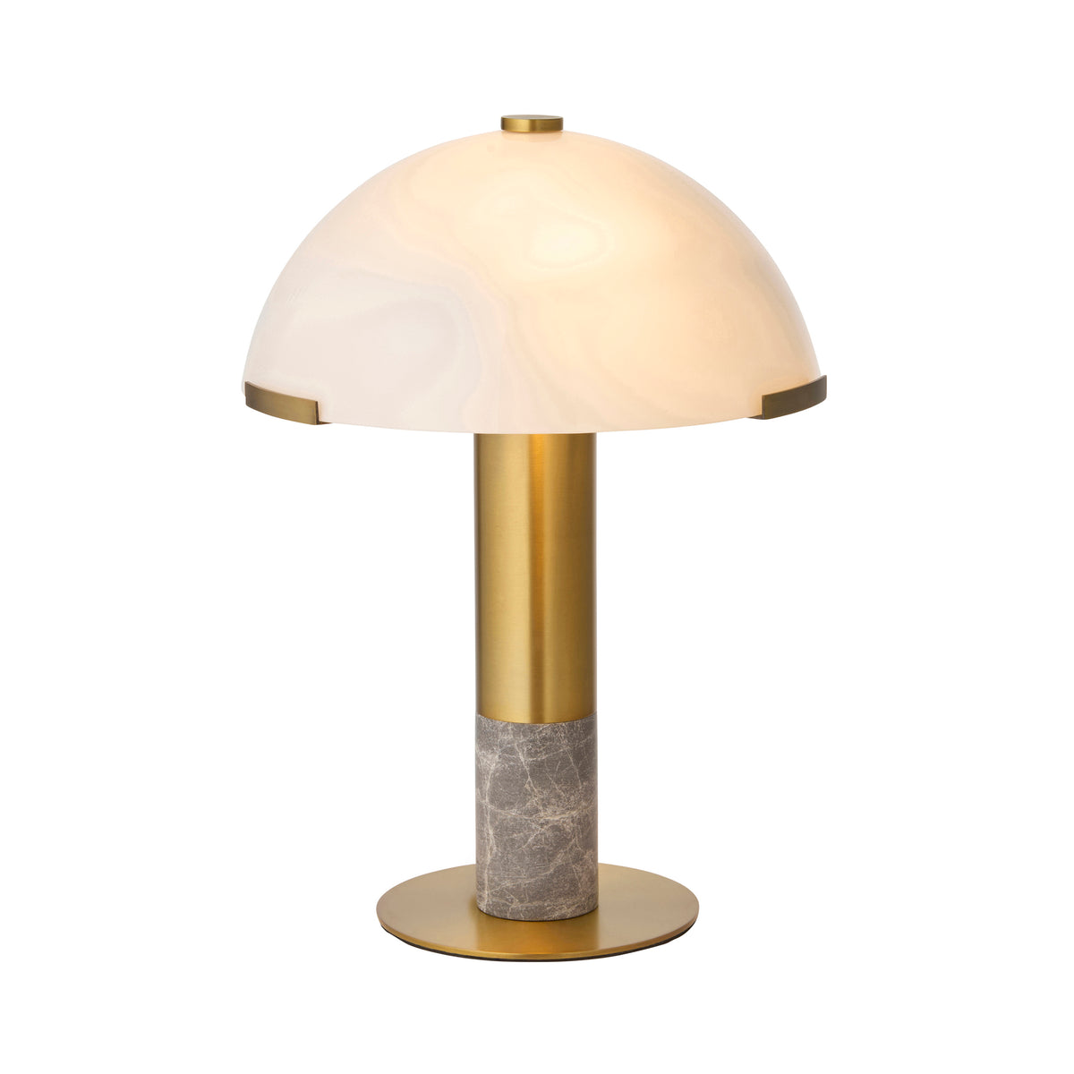 Endon Hansel Table Warm brass plate, grey marble & opal glass