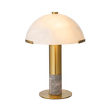 Endon Hansel Table Warm brass plate, grey marble & opal glass