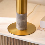 Endon Hansel Table Warm brass plate, grey marble & opal glass
