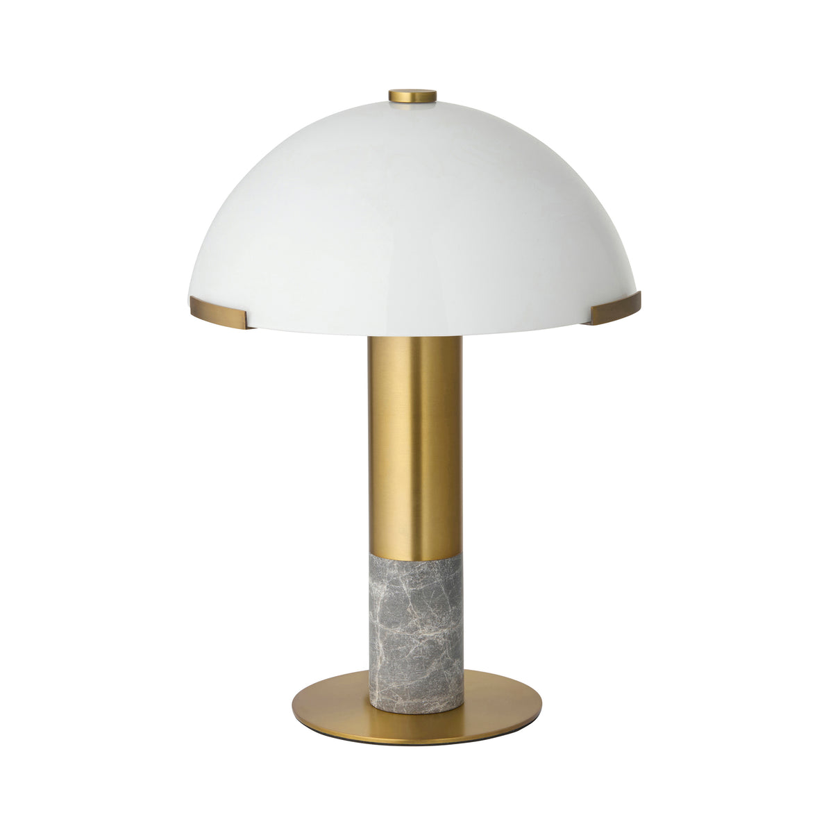 Endon Hansel Table Warm brass plate, grey marble & opal glass