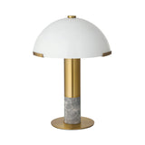 Endon Hansel Table Warm brass plate, grey marble & opal glass