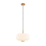 Endon Evora Pendant Brushed aged brass plate & opal ribbed glass