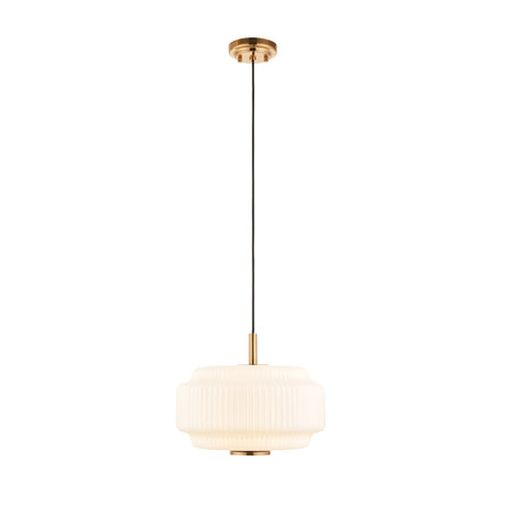 Endon Evora Pendant Brushed aged brass plate & opal ribbed glass