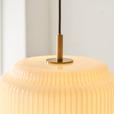 Endon Evora Pendant Brushed aged brass plate & opal ribbed glass