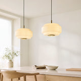Endon Evora Pendant Brushed aged brass plate & opal ribbed glass