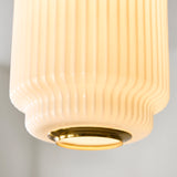 Endon Evora Slim Pendant Brushed aged brass plate & opal ribbed glass