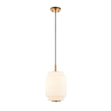 Endon Evora Slim Pendant Brushed aged brass plate & opal ribbed glass