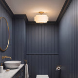 Endon Evora Flush Brushed aged brass plate & opal ribbed glass