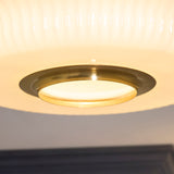 Endon Evora Flush Brushed aged brass plate & opal ribbed glass