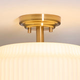 Endon Evora Flush Brushed aged brass plate & opal ribbed glass