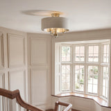 Endon Highclere 3lt Flush Brushed chrome plate & natural fabric