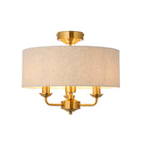Endon Highclere 3lt Flush Vintage brass & natural linen
