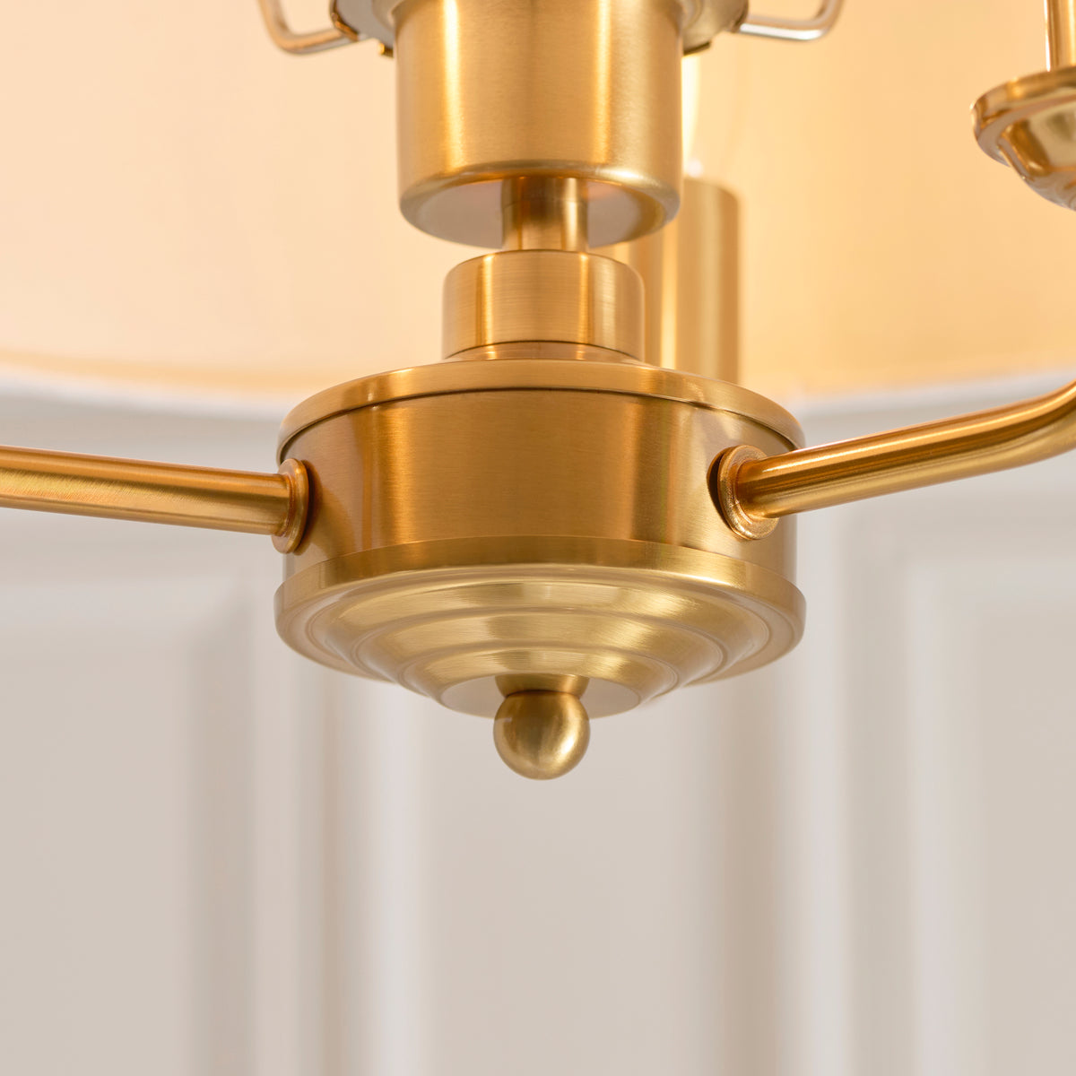 Endon Highclere 3lt Flush Vintage brass & natural linen