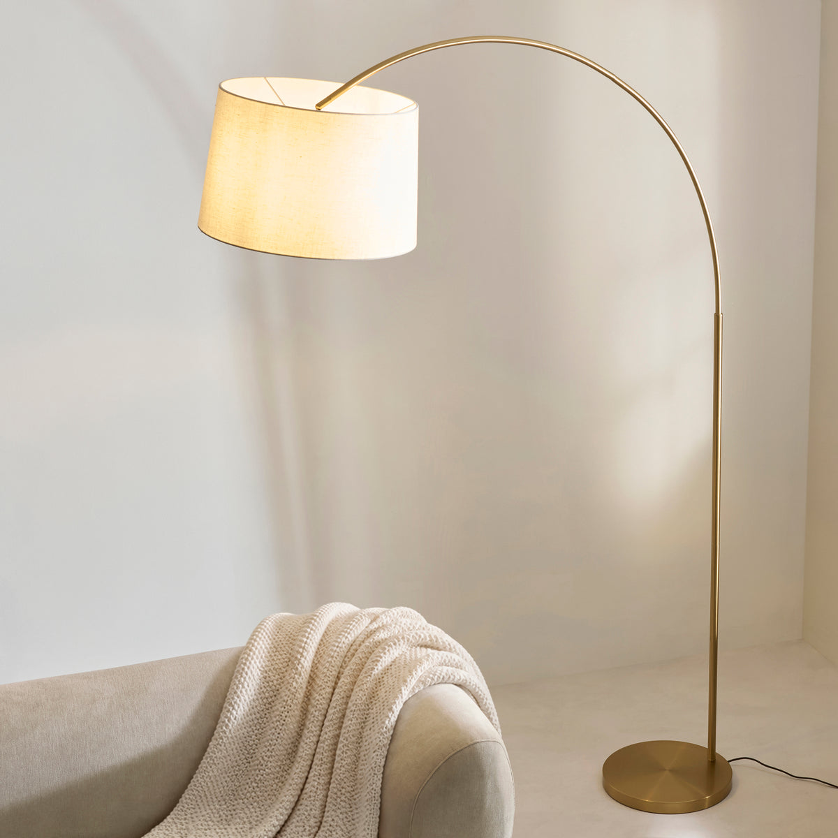 Endon Carlson XL Floor Warm brass plate & natural fabric
