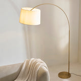 Endon Carlson XL Floor Warm brass plate & natural fabric