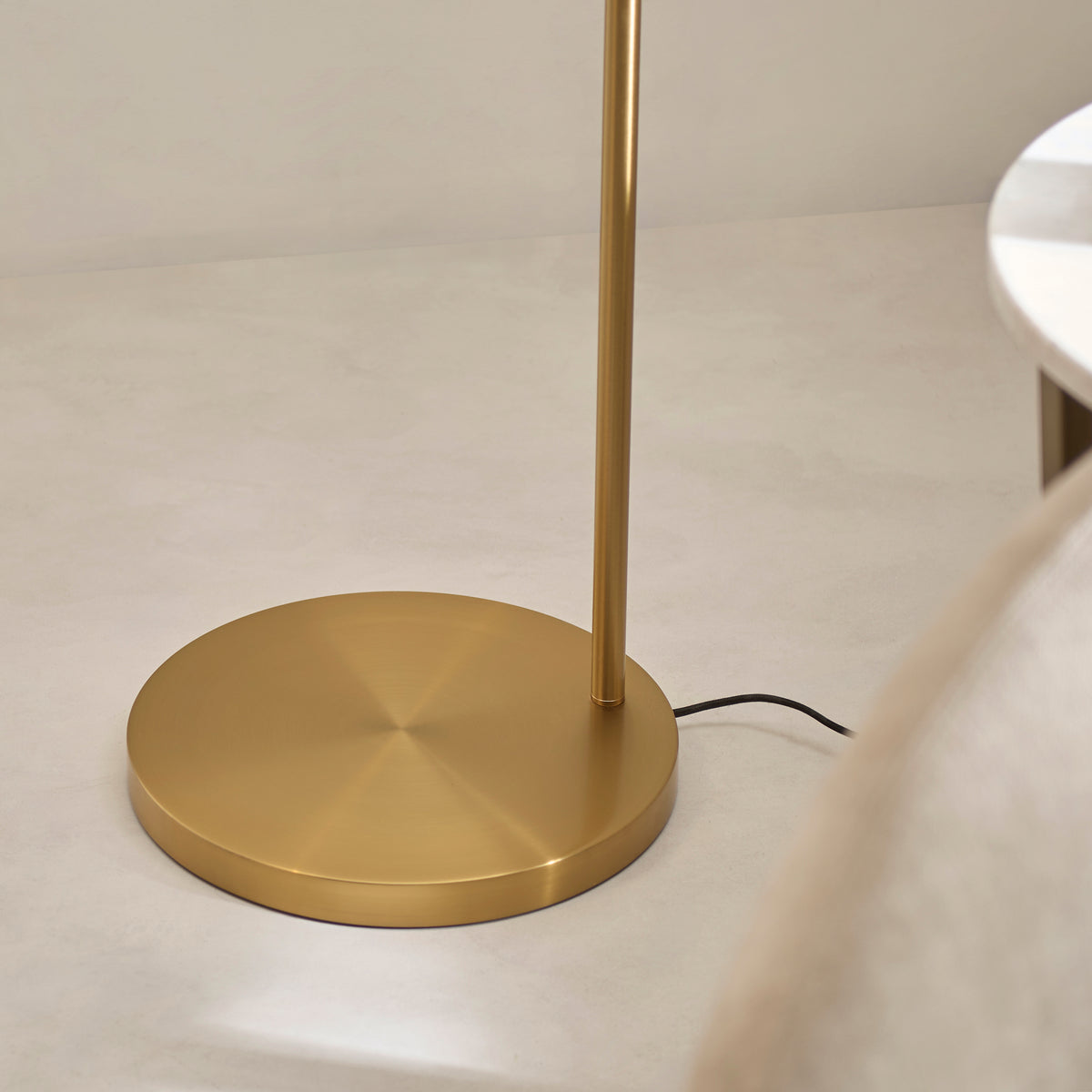 Endon Carlson XL Floor Warm brass plate & natural fabric