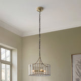 Endon Antalya 3lt Pendant Antique solid brass with clear glass