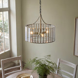 Endon Antalya 3lt Pendant Antique solid brass with clear glass