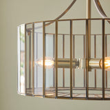 Endon Antalya 3lt Pendant Antique solid brass with clear glass