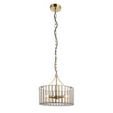 Endon Antalya 3lt Pendant Antique solid brass with clear glass