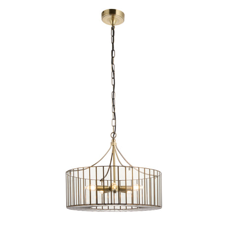 Endon Antalya 5lt Pendant Antique solid brass with clear glass
