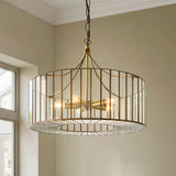Endon Antalya 5lt Pendant Antique solid brass with clear glass