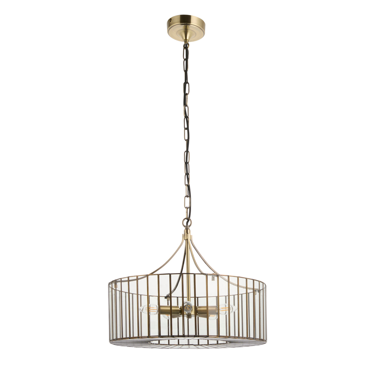 Endon Antalya 5lt Pendant Antique solid brass with clear glass