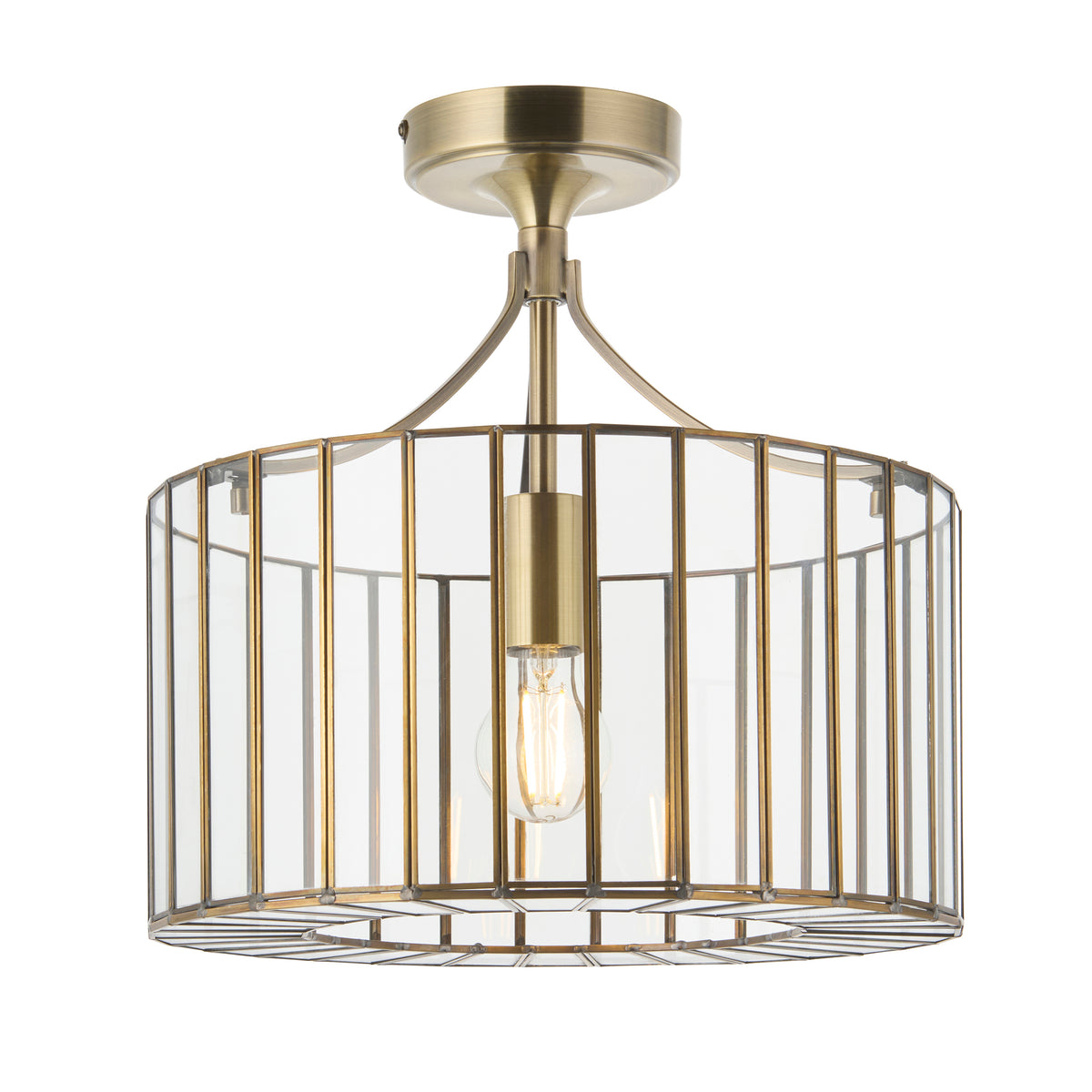 Endon Antalya Flush Antique solid brass with clear glass
