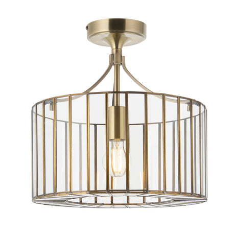 Endon Antalya Flush Antique solid brass with clear glass
