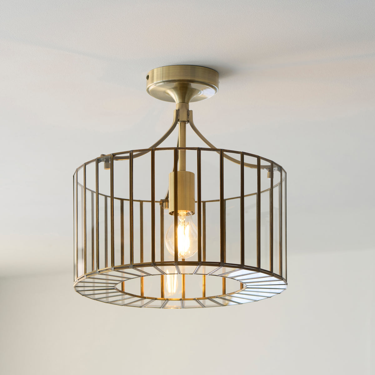 Endon Antalya Flush Antique solid brass with clear glass