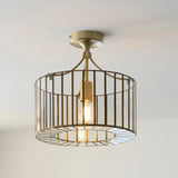 Endon Antalya Flush Antique solid brass with clear glass