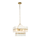 Endon Venice 4lt Pendant Brushed aged brass plate & clear handmade textured glass