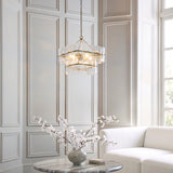 Endon Venice 4lt Pendant Brushed aged brass plate & clear handmade textured glass