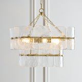 Endon Venice 4lt Pendant Brushed aged brass plate & clear handmade textured glass