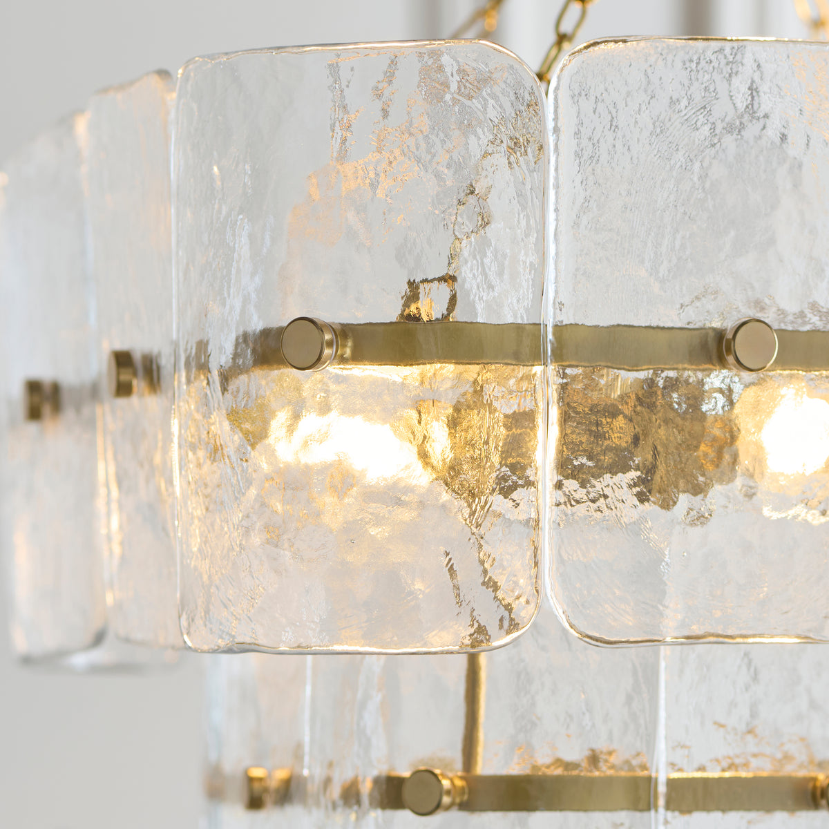 Endon Venice 4lt Pendant Brushed aged brass plate & clear handmade textured glass