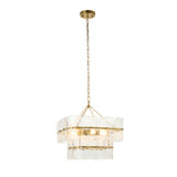 Endon Venice 4lt Pendant Brushed aged brass plate & clear handmade textured glass
