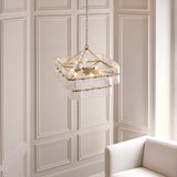 Endon Venice 6lt Pendant Brushed aged brass plate & clear handmade textured glass