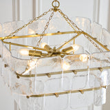 Endon Venice 6lt Pendant Brushed aged brass plate & clear handmade textured glass