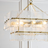 Endon Venice 6lt Pendant Brushed aged brass plate & clear handmade textured glass