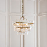 Endon Venice 10lt Pendant Brushed aged brass plate & clear handmade textured glass