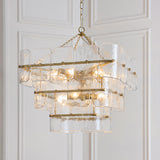 Endon Venice 10lt Pendant Brushed aged brass plate & clear handmade textured glass