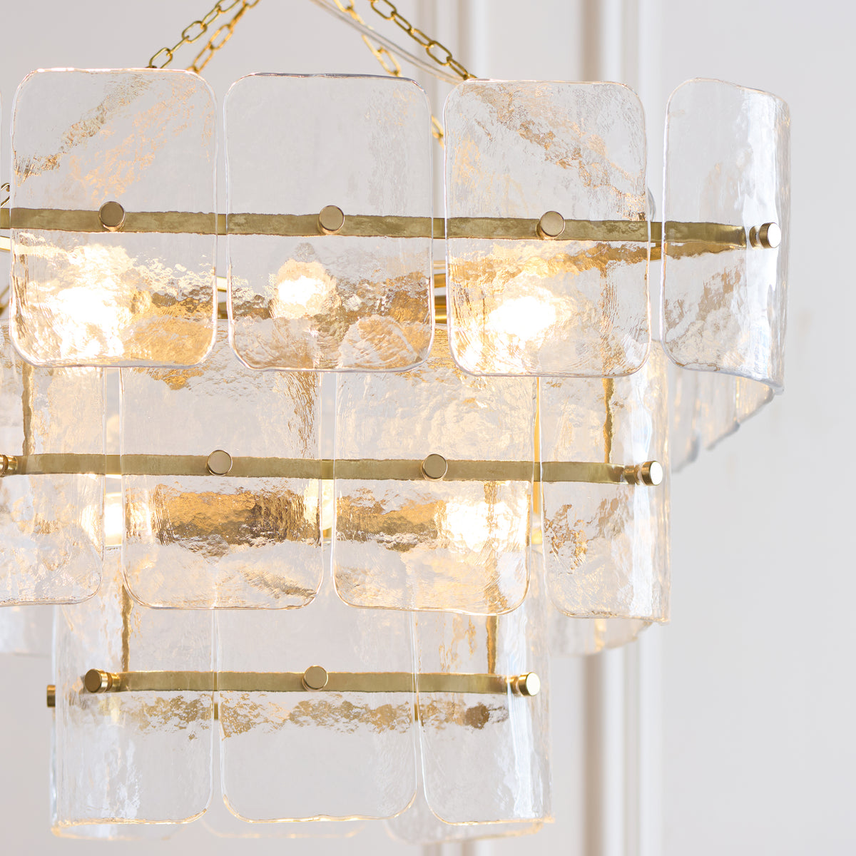 Endon Venice 10lt Pendant Brushed aged brass plate & clear handmade textured glass