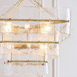 Endon Venice 10lt Pendant Brushed aged brass plate & clear handmade textured glass