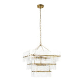 Endon Venice 10lt Pendant Brushed aged brass plate & clear handmade textured glass
