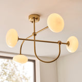 Endon Ottowa 4lt Semi Flush Brushed aged brass plate & opal glass