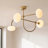 Endon Ottowa 4lt Semi Flush Brushed aged brass plate & opal glass