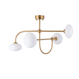 Endon Ottowa 4lt Semi Flush Brushed aged brass plate & opal glass